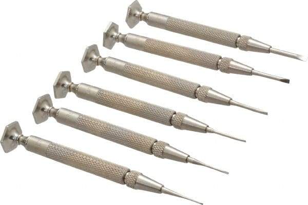 Starrett - 6 Piece Slotted Screwdriver Set - Round Shank, Blade Sizes: Length 5/8 - Exact Industrial Supply