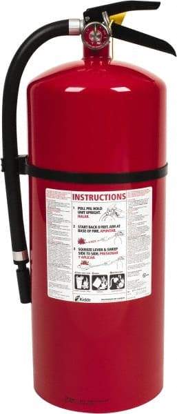 Kidde - 18 Lb, 6-A:80-B:C Rated, Dry Chemical Fire Extinguisher - 7" Diam x 21.6" High, 195 psi, 20' Discharge in 22 sec, Rechargeable, Steel Cylinder - Exact Industrial Supply