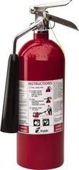 Kidde - 5 Lb, 10-A:80-B:C Rated, Carbon Dioxide Fire Extinguisher - 5-1/4" Diam x 17" High, 850 psi, 8' Discharge in 9 sec, Rechargeable, Aluminum Cylinder - Exact Industrial Supply