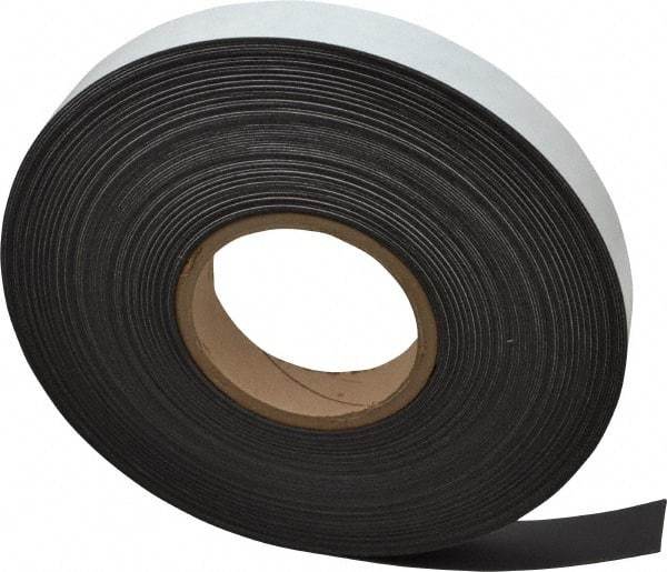 Mag-Mate - 100' Long x 1" Wide x 1/32" Thick Flexible Magnetic Strip - 8 Lb Max Pull Force, 4 Linear Ft/Lb Magnetic Pull Force, Adhesive Back - Exact Industrial Supply