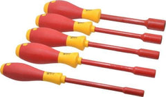 Wiha - 5 Piece 7/32 to 1/2" Insulated Nutdriver Set - Solid Shaft - Exact Industrial Supply