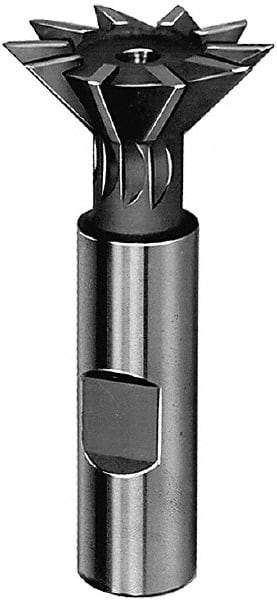 Keo - 1-7/8" Diam x 1/2" Width of Cut, 45° Included Angle, High Speed Steel Dovetail Cutter - 7/8" Shank Diam, 2-7/8" Shank Length, 3-1/4" Overall Length, Weldon Flat, Uncoated - Exact Industrial Supply