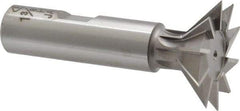 Interstate - 1-3/8" Diam x 9/16" Width of Cut, 45° Included Angle, High Speed Steel Dovetail Cutter - 5/8" Shank Diam, 2-5/16" Shank Length, 2-7/8" Overall Length - Exact Industrial Supply