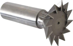 Interstate - 2-1/4" Diam x 1-1/16" Width of Cut, 45° Included Angle, High Speed Steel Dovetail Cutter - 1" Shank Diam, 2-11/16" Shank Length, 3-3/4" Overall Length - Exact Industrial Supply