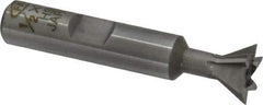 Interstate - 1/2" Diam x 1/4" Width of Cut, 60° Included Angle, High Speed Steel Dovetail Cutter - 3/8" Shank Diam, 2-1/8" Overall Length, Uncoated - Exact Industrial Supply