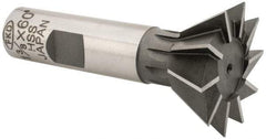Interstate - 1-3/8" Diam x 9/16" Width of Cut, 60° Included Angle, High Speed Steel Dovetail Cutter - 5/8" Shank Diam, 2-7/8" Overall Length, Uncoated - Exact Industrial Supply