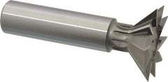 Interstate - 1-3/8" Diam x 9/16" Width of Cut, 45° Included Angle, Cobalt Dovetail Cutter - 5/8" Shank Diam, 2-5/16" Shank Length, 2-7/8" Overall Length - Exact Industrial Supply
