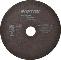 Norton - 8" 60 Grit Aluminum Oxide Cutoff Wheel - 1/16" Thick, 1-1/4" Arbor, 5,730 Max RPM, Use with Stationary Tools - Exact Industrial Supply