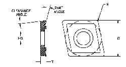 Parlec - CDCD051600 Diamond Tipped Boring Insert - 80° Diamond, 15° Relief Angle, 5/32" Inscr Circle, 0.04" Thick, 1/64" Corner Radius - Exact Industrial Supply