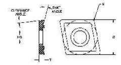 Parlec - CDCD051600 Diamond Tipped Boring Insert - 80° Diamond, 15° Relief Angle, 5/32" Inscr Circle, 0.04" Thick, 1/64" Corner Radius - Exact Industrial Supply