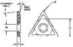 Parlec - TDAB050700 Diamond Tipped Boring Insert - 60° Triangle, 15° Relief Angle, 5/32" Inscr Circle, 3/64" Thick, 0.007" Corner Radius - Exact Industrial Supply