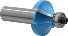 ROMAN CARBIDE - 1-1/4" Cut Diam, 5/8" Length of Cut, 2 Flute, Round-Over, Edge Profile Router Bit - Carbide-Tipped, 1/2" Shank Diam, 1-1/2" Shank Length, 2-1/2" OAL, Uncoated, Piloted - Exact Industrial Supply