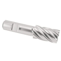 Interstate - 1-1/16", 1-5/8" LOC, 3/4" Shank Diam, 3-7/8" OAL, 6 Flute, Cobalt Square End Mill - Single End, Uncoated, Spiral Flute, 30° Helix, Centercutting, Right Hand Cut, Right Hand Flute - Exact Industrial Supply