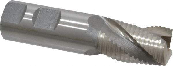 Interstate - 1" Diam, Coarse Pitch, 1-5/8" LOC, 3 Flute Cobalt Roughing Square End Mill - Uncoated, 4-1/8" OAL, 1" Shank Diam, Single End, Centercutting - Exact Industrial Supply