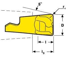 Seco - MM08 MD03 Grade F30M Carbide End Milling Tip Insert - TiAlN/TiN Finish, 2 Flutes, 0.315" Cutting Diam, 0.223" Depth of Cut, 0.267" Extension, 0.039" Cnr Rad - Exact Industrial Supply