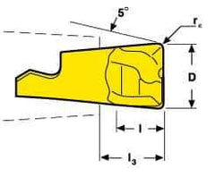 Seco - MM08 MD03 Grade F30M Carbide End Milling Tip Insert - TiAlN/TiN Finish, 2 Flutes, 0.315" Cutting Diam, 0.223" Depth of Cut, 0.267" Extension, 0.039" Cnr Rad - Exact Industrial Supply