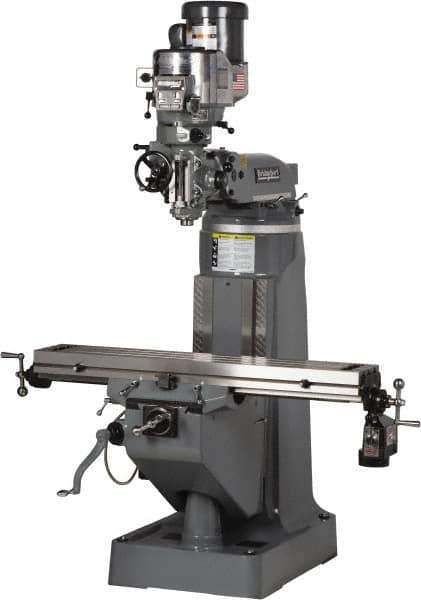 Bridgeport - 9" Table Width x 49" Table Length, Variable Speed Pulley Control, 3 Phase Knee Milling Machine - 2 hp - Exact Industrial Supply