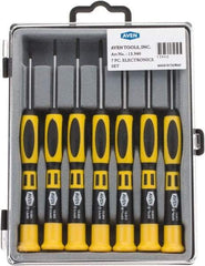 Aven - 7 Piece Phillips & Slotted Screwdriver Set - Soft Touch Handle, Bit Sizes: Philips #00 to #1 - Exact Industrial Supply