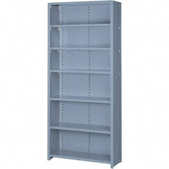 Lyon - 7 Shelf, 1,300 Lb. Capacity, Closed Shelving Starter Unit - 36 Inch Wide x 24 Inch Deep x 84 Inch High, Gray - Exact Industrial Supply