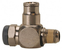 Norgren - 1/2" Tube Inlet x 1/2" NPT Outlet Tamper Resistant Flow Control Valve - 5 to 150 psi, Needle Valve & Brass Material - Exact Industrial Supply