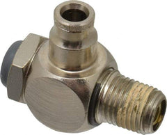 Norgren - 1/4" Tube Inlet x 1/4" NPT Outlet Tamper Resistant Flow Control Valve - 5 to 150 psi, Needle Valve & Brass Material - Exact Industrial Supply