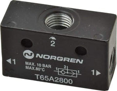 Norgren - 1/4" NPT x 1/4" NPT Shuttle Valve - 10 to 145 psi & Zinc Body - Exact Industrial Supply