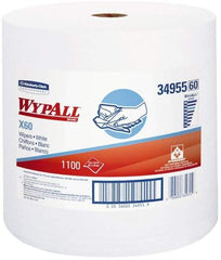 WypAll - X60 Dry Shop Towel/Industrial Wipes - Jumbo Roll, 13-3/8" x 12-5/8" Sheet Size, White - Exact Industrial Supply