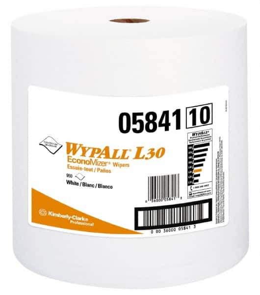 WypAll - L30 Dry General Purpose Wipes - Jumbo Roll, 13-1/4" x 12-3/8" Sheet Size, White - Exact Industrial Supply