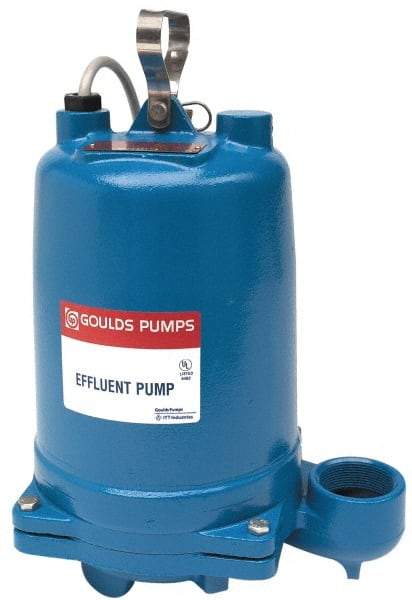 Goulds Pumps - 1/2 hp, 115 Amp Rating, 115 Volts, Capacitor Start Operation, Effluent Pump - 1 Phase, Cast Iron Housing - Exact Industrial Supply