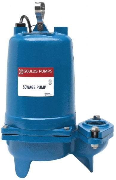 Goulds Pumps - 1 hp, 230 Amp Rating, 230 Volts, Capacitor Start Operation, Sewage Pump - 1 Phase, Cast Iron Housing - Exact Industrial Supply