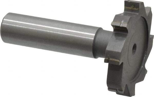 Made in USA - 1-1/2" Diam x 1/4" Face Width, Carbide-Tipped, 8 Teeth, Shank Connection Woodruff Keyseat Cutter - Uncoated, 2-1/4" OAL x 1/2" Shank, Straight Teeth, ANSI 812, Old Standard 24 - Exact Industrial Supply