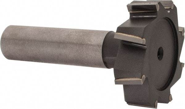 Made in USA - 1-3/8" Diam x 3/8" Face Width, Carbide-Tipped, 8 Teeth, Shank Connection Woodruff Keyseat Cutter - Uncoated, 2-3/8" OAL x 1/2" Shank, Staggered Teeth, ANSI 1211, Old Standard F - Exact Industrial Supply