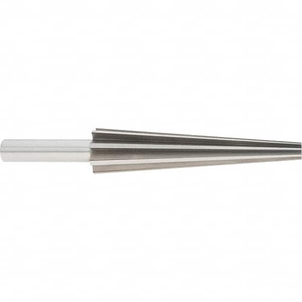 Alvord Polk - 1" Diam, 3/8" Small End Diam, 1/2" Diam Round Shank, 4-1/2" Flute, Repairman's Reamer - Exact Industrial Supply