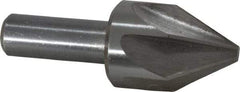 Interstate - 1" Head Diam, 1/2" Shank Diam, 6 Flute 60° High Speed Steel Countersink - Bright Finish, 2-3/4" OAL, Single End, Straight Shank, Right Hand Cut - Exact Industrial Supply