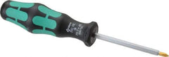 Wera - #0, 5-1/2" OAL, Standard Phillips Screwdriver - 2-3/8" Blade Length, Hexagon Shank, Ergonomic Handle - Exact Industrial Supply