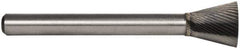 M.A. Ford - 1/2" Cut Diam, 6mm Shank Diam, Inverted Cone Head Single Cut Burr - Carbide, Flat End, 12.7mm LOC, 58mm OAL - Exact Industrial Supply