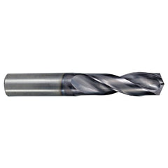 3.4 mm Dia. × 6 mm Shank × 20 mm Flute Length × 62 mm OAL, 3xD, 140°, TiAlN, 2 Flute, External Coolant, Round Solid Carbide Drill - Exact Industrial Supply