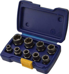 Irwin Hanson - 9 Piece Bolt Extractor Set - 3/8" Drive, Molded Plastic Case - Exact Industrial Supply