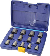 Irwin Hanson - 13 Piece Bolt Extractor Set - 3/8" Drive, Molded Plastic Case - Exact Industrial Supply