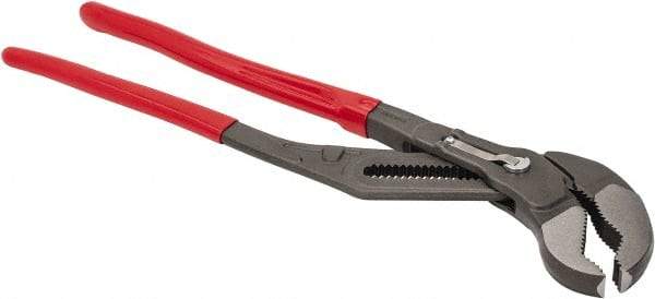 Knipex - 22" OAL, 4-1/2" Max Capacity, 20 Position Adjustable Tongue & Groove Pliers - Standard V-Jaws, Standard Head, Plastic Coated Handles - Exact Industrial Supply