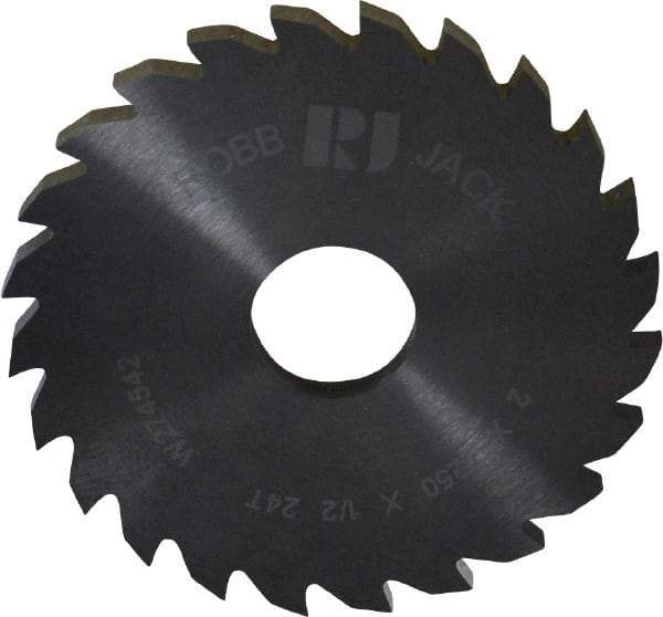 RobbJack - 2" Diam x 1/8" Blade Thickness x 1/2" Arbor Hole Diam, 24 Tooth Slitting and Slotting Saw - Arbor Connection, Right Hand, Uncoated, Solid Carbide, Concave Ground - Exact Industrial Supply