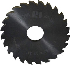 RobbJack - 2" Diam x 1/8" Blade Thickness x 1/2" Arbor Hole Diam, 24 Tooth Slitting and Slotting Saw - Arbor Connection, Right Hand, Uncoated, Solid Carbide, Concave Ground - Exact Industrial Supply