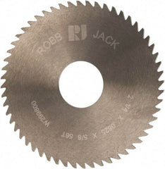 RobbJack - 2-1/4" Diam x 1/16" Blade Thickness x 5/8" Arbor Hole Diam, 56 Tooth Slitting and Slotting Saw - Arbor Connection, Right Hand, Uncoated, Solid Carbide, Concave Ground - Exact Industrial Supply