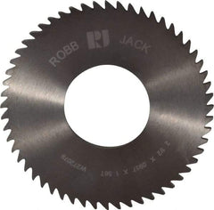 RobbJack - 2-1/2" Diam x 0.0937" Blade Thickness x 1" Arbor Hole Diam, 56 Tooth Slitting and Slotting Saw - Arbor Connection, Right Hand, Uncoated, Solid Carbide, Concave Ground - Exact Industrial Supply