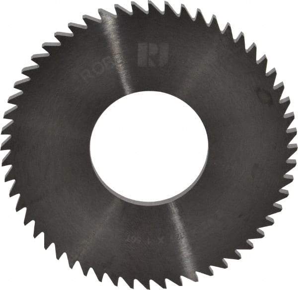 RobbJack - 2-1/2" Diam x 1/8" Blade Thickness x 1" Arbor Hole Diam, 56 Tooth Slitting and Slotting Saw - Arbor Connection, Right Hand, Uncoated, Solid Carbide, Concave Ground - Exact Industrial Supply