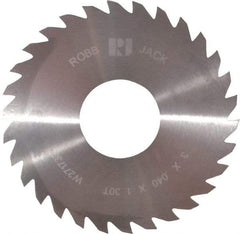 RobbJack - 3" Diam x 0.04" Blade Thickness x 1" Arbor Hole Diam, 30 Tooth Slitting and Slotting Saw - Arbor Connection, Right Hand, Uncoated, Solid Carbide, Concave Ground - Exact Industrial Supply