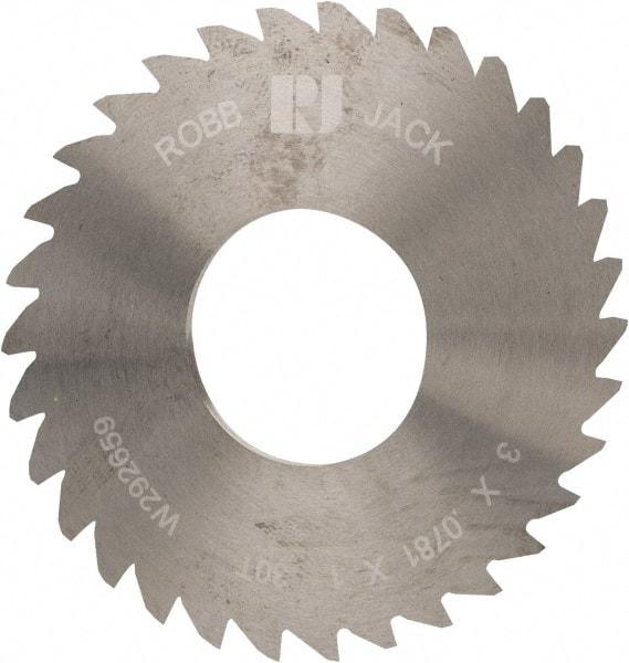 RobbJack - 3" Diam x 0.0781" Blade Thickness x 1" Arbor Hole Diam, 30 Tooth Slitting and Slotting Saw - Arbor Connection, Right Hand, Uncoated, Solid Carbide, Concave Ground - Exact Industrial Supply