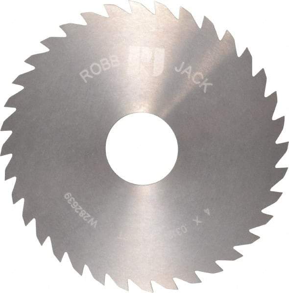 RobbJack - 4" Diam x 0.0312" Blade Thickness x 1" Arbor Hole Diam, 36 Tooth Slitting and Slotting Saw - Arbor Connection, Right Hand, Uncoated, Solid Carbide, Concave Ground - Exact Industrial Supply