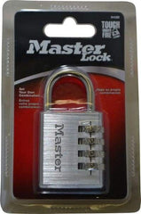 Master Lock - 1-9/16" Body Width, 7/8" Shackle Clearance, Aluminum Chrome Plated Combination Lock - 1/4" Shackle Diam, 1" Shackle Width - Exact Industrial Supply