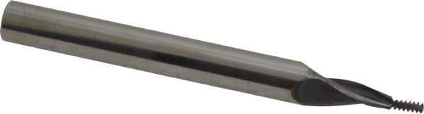 Scientific Cutting Tools - #4-40 UNC, 0.079" Cutting Diam, 2 Flute, Solid Carbide Helical Flute Thread Mill - Internal Thread, 0.185" LOC, 2-1/2" OAL, 1/4" Shank Diam - Exact Industrial Supply
